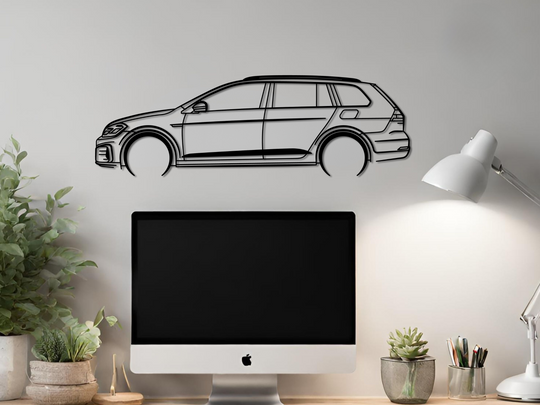 Golf GTD Estate , Detailed Silhouette Metal Wall Art