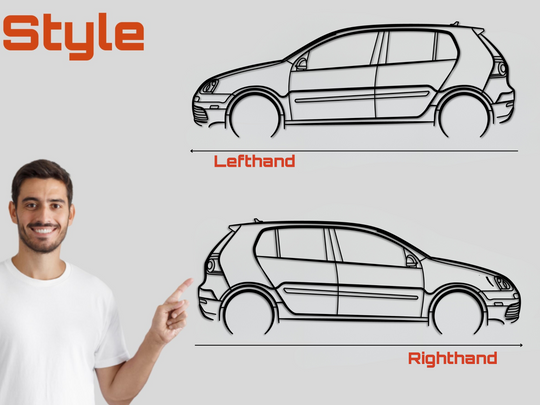 Golf MK5 R32 ( 4door ), Detailed Silhouette Metal Wall Art