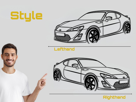 GT86 Front Angle, Detailed angle Silhouette Metal Wall Art