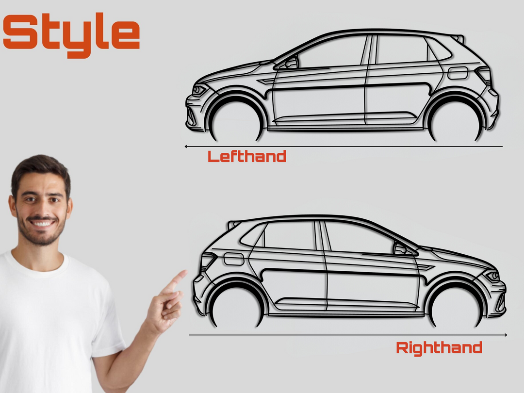 Polo GTI 2019, Detailed Silhouette Metal Wall Art