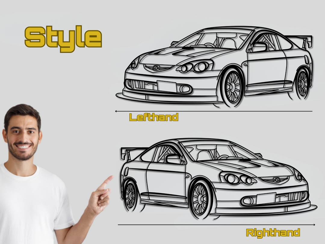 Modified DC5 Front Angle, Detailed Silhouette Metal Wall Art