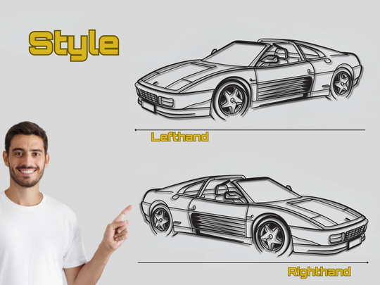 348 TS Front Angle, Detailed Silhouette Metal Wall Art