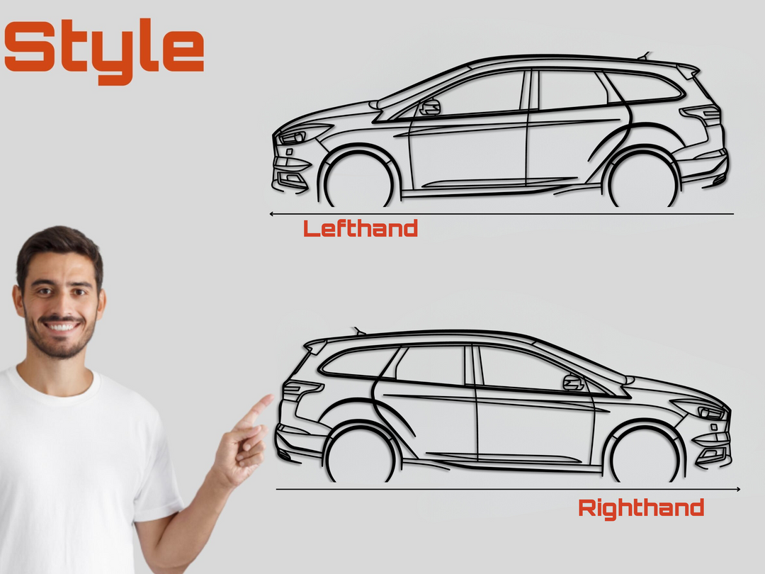 Focus ST Estate MK3.5, Detailed Silhouette Metal Wall Art