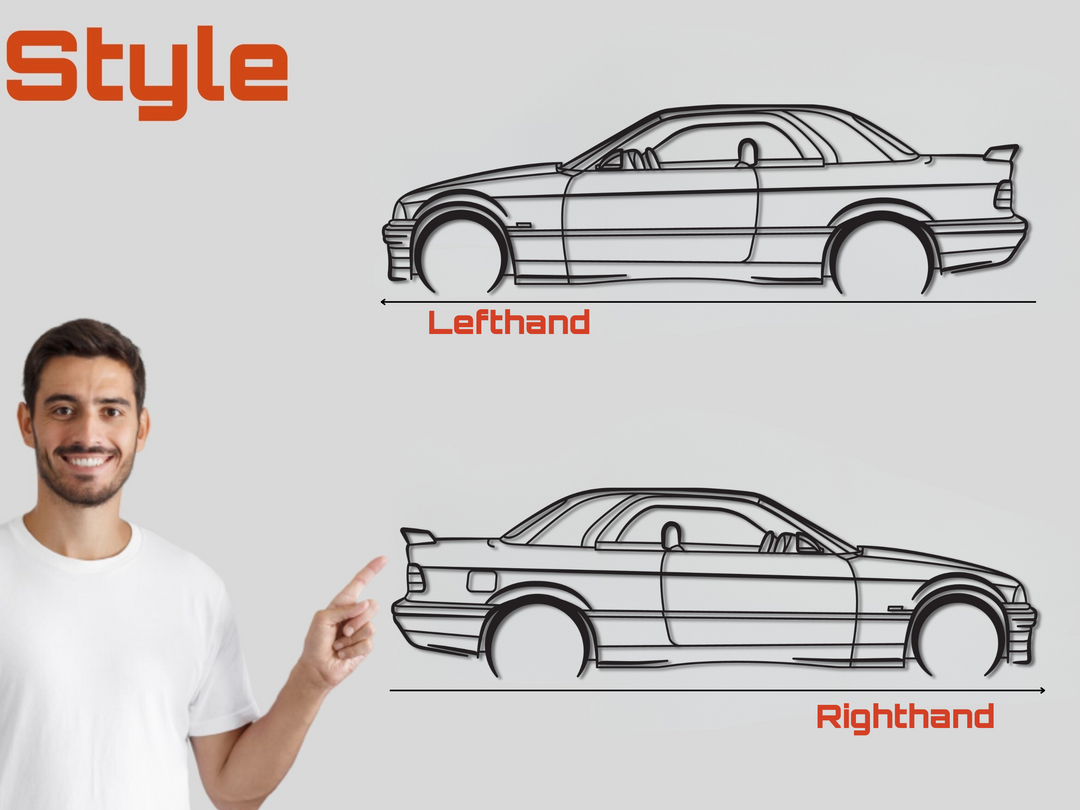 Alpina (E36) B3 3.0 Cabriolet, Detailed Silhouette Metal Wall Art