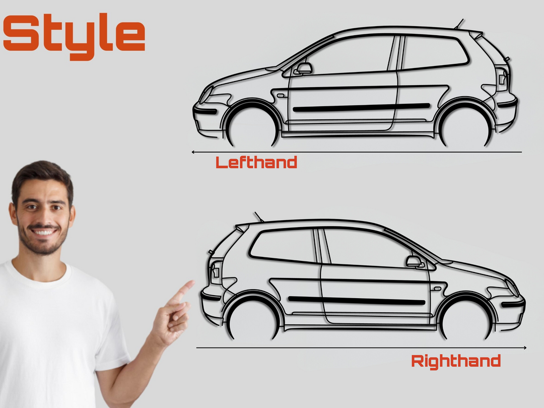 Polo GT MK4, Detailed Silhouette Metal Wall Art
