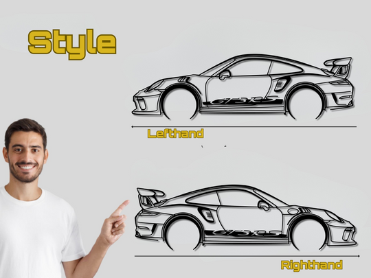 911 GT3 RS (991.2), Detailed Silhouette Metal Wall Art
