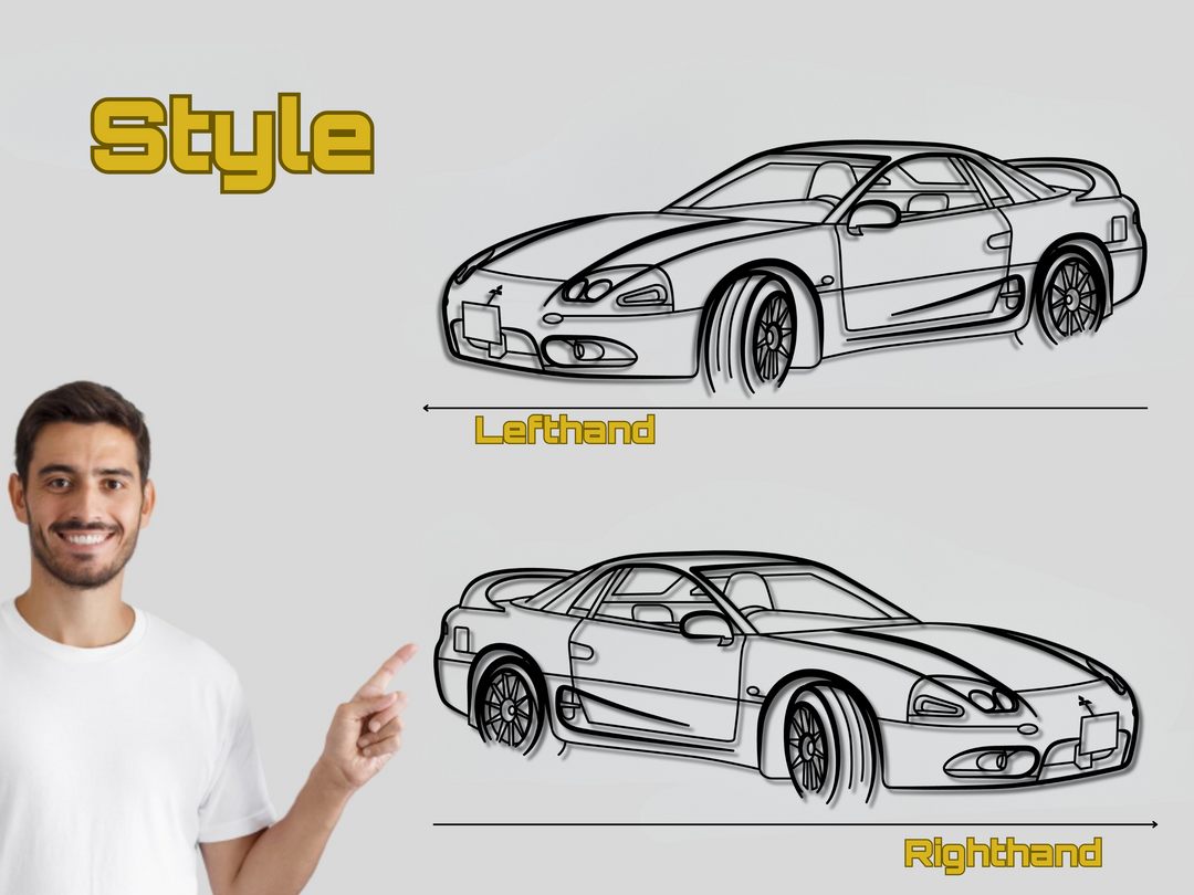 3000 GTO Front Angle, Detailed Silhouette Metal Wall Art