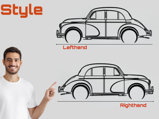Morris Minor, Detailed Silhouette Metal Wall Art