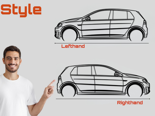 Golf R DSG MK7, Detailed Silhouette Metal Wall Art