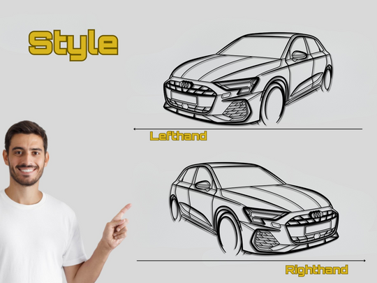 S3 8Y Facelift Front Angle, Detailed angle Silhouette Metal Wall Art