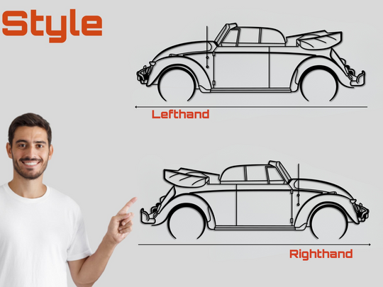 Beetle Cabriolet, Detailed Silhouette Metal Wall Art