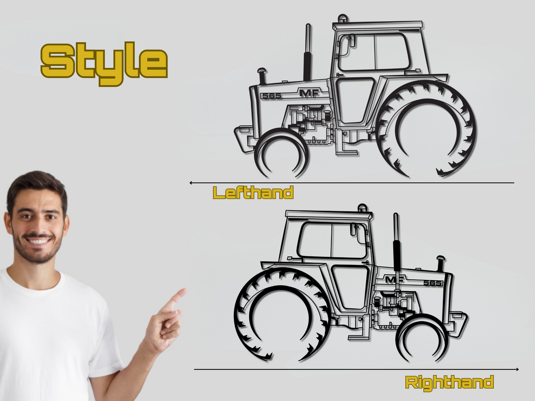 Massey Ferguson 565, Detailed Silhouette Metal Wall Art