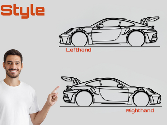 911 GT3 RS (992), Detailed Silhouette Metal Wall Art