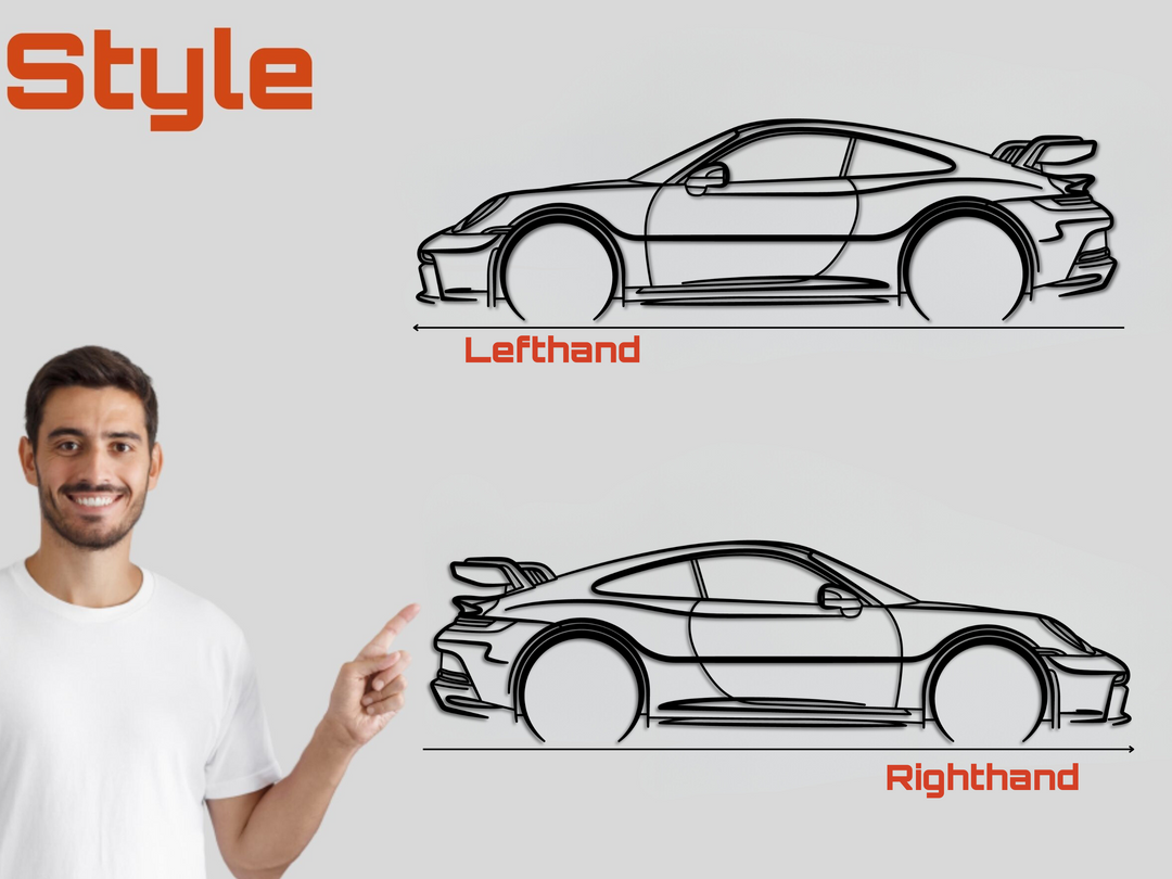 911 GT3 (992), Detailed Silhouette Metal Wall Art