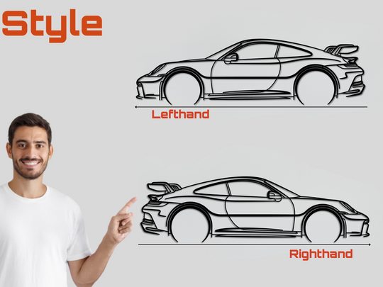 911 GT3 (992), Detailed Silhouette Metal Wall Art
