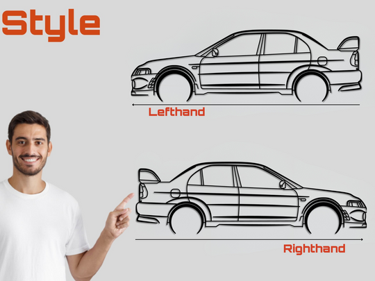 Evo MK6, Detailed Silhouette Metal Wall Art