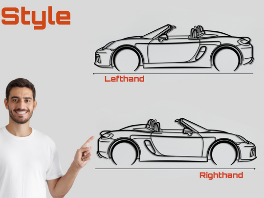 Boxster Spyder, Detailed Silhouette Metal Wall Art