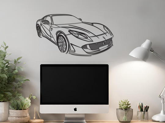 812 Superfast Front Angle, Detailed Silhouette Metal Wall Art