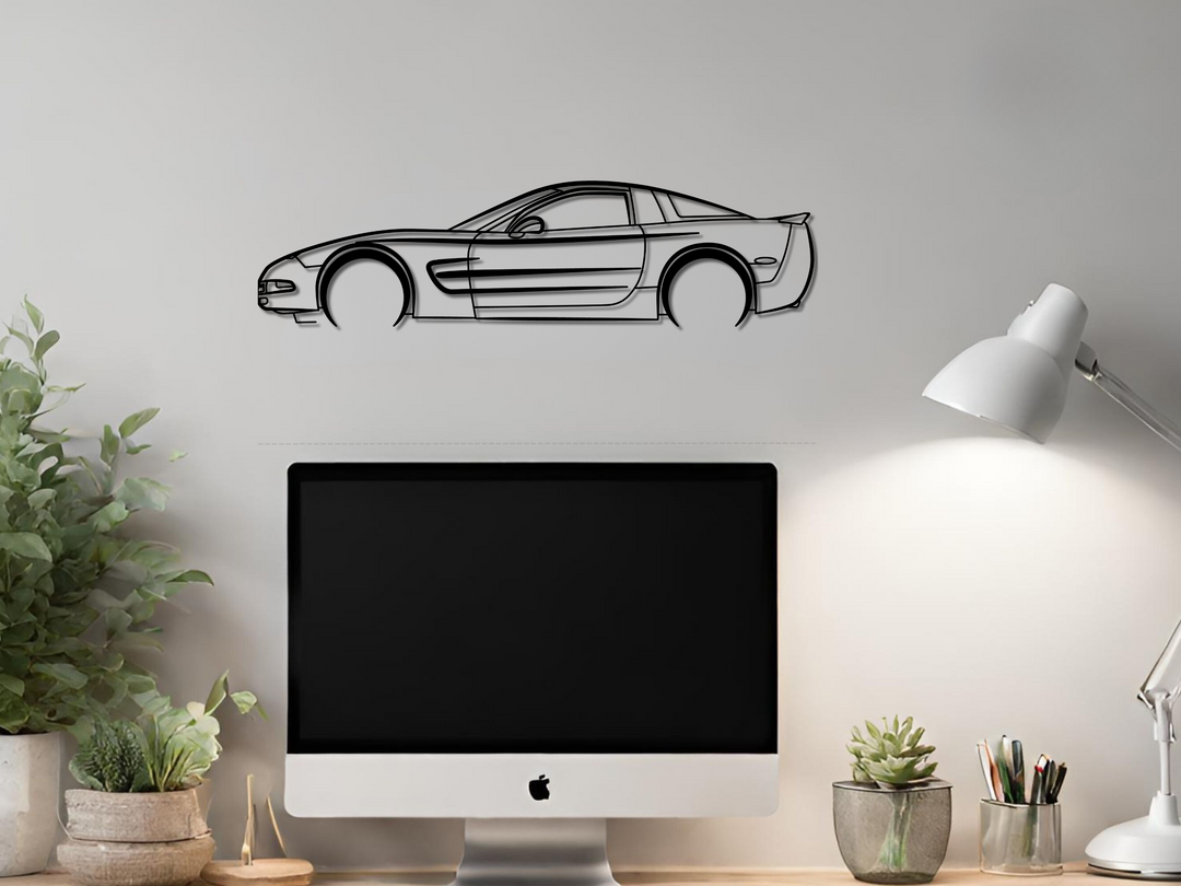 Corvette C5, Detailed Silhouette Metal Wall Art
