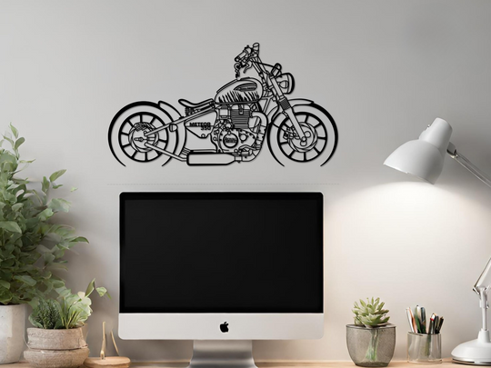 Meteor 350 Modified, Detailed Silhouette Metal Wall Art