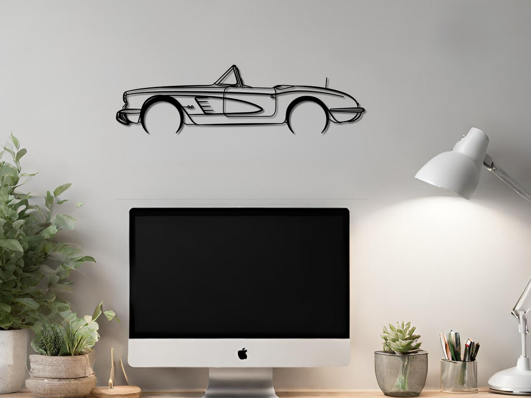 Corvette C1, Silhouette Metal Wall Art