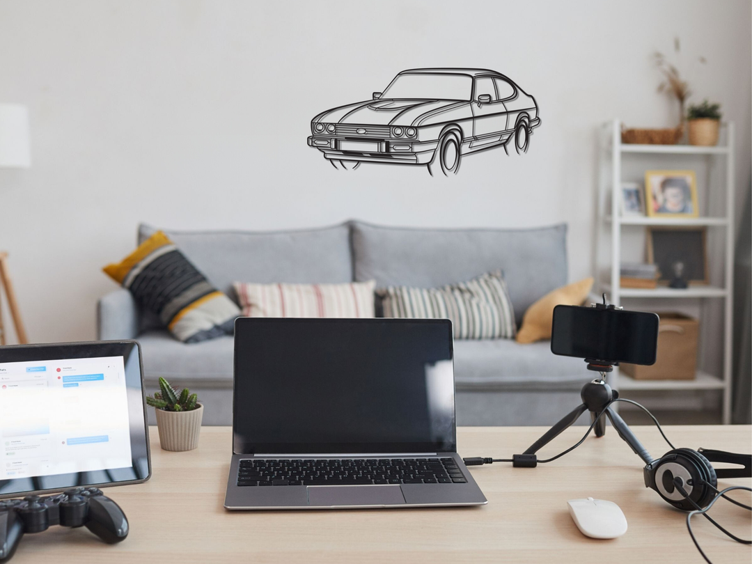 Capri MK3 Front Angle, Detailed Silhouette Metal Wall Art