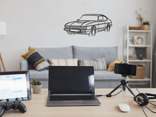 Capri MK3 Front Angle, Detailed Silhouette Metal Wall Art