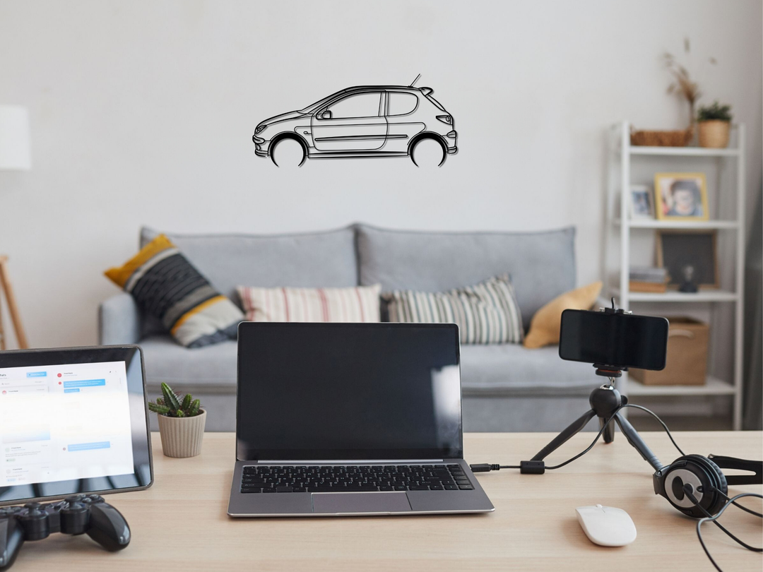 206 GTI , Detailed Silhouette Metal Wall Art