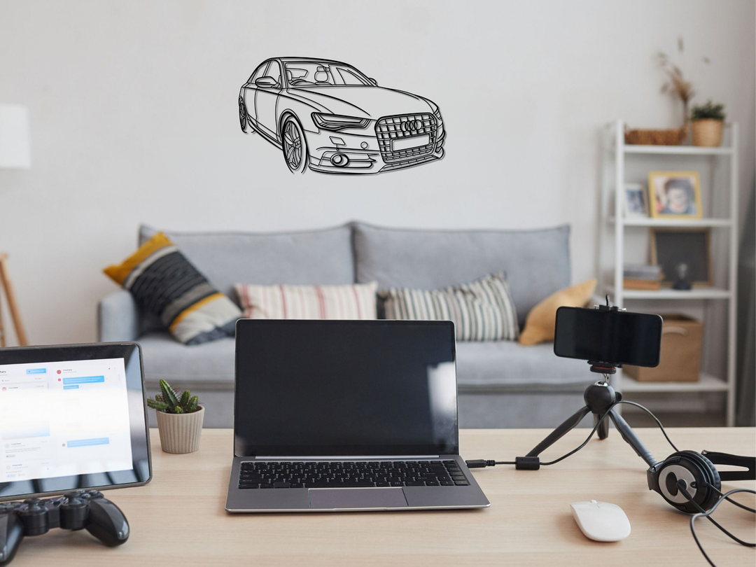 A6 S-line C7 Front Angle, Detailed angle Silhouette Metal Wall Art