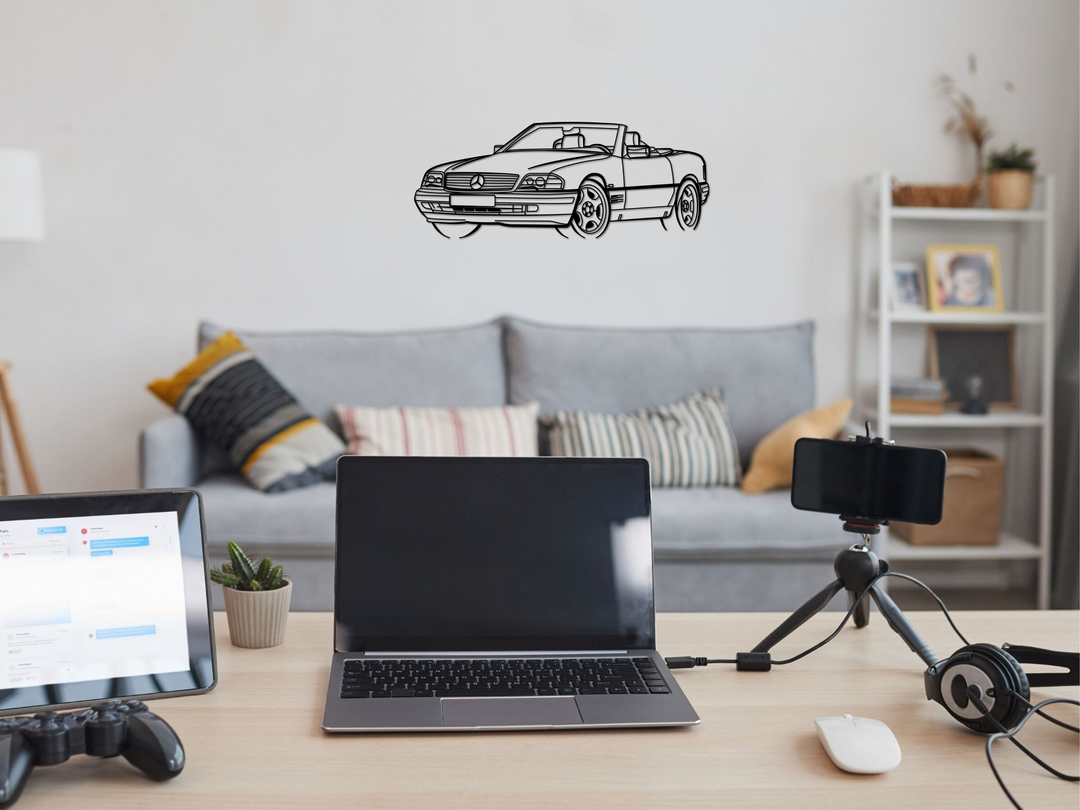 SL320 ( R129) Front Angle, Detailed Silhouette Metal Wall Art