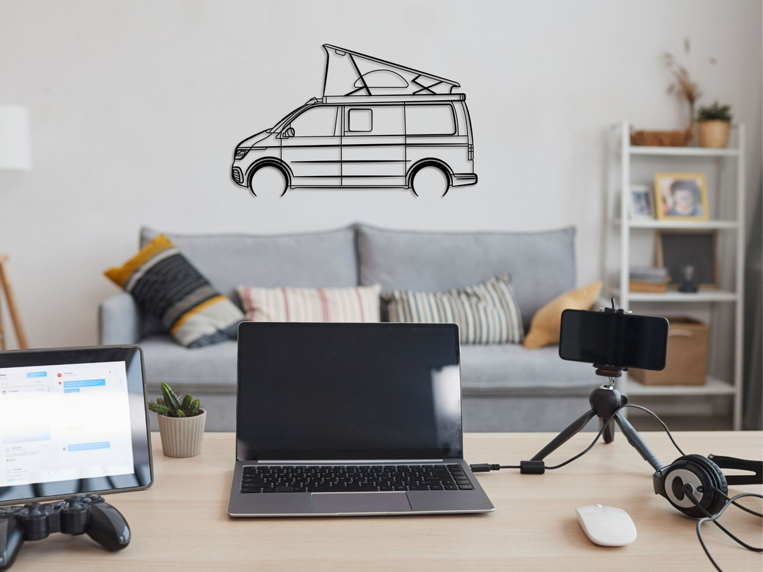 T6.1 Transporter Campervan, Detailed Silhouette Metal Wall Art