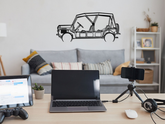 Mini Moke, Detailed Silhouette Metal Wall Art