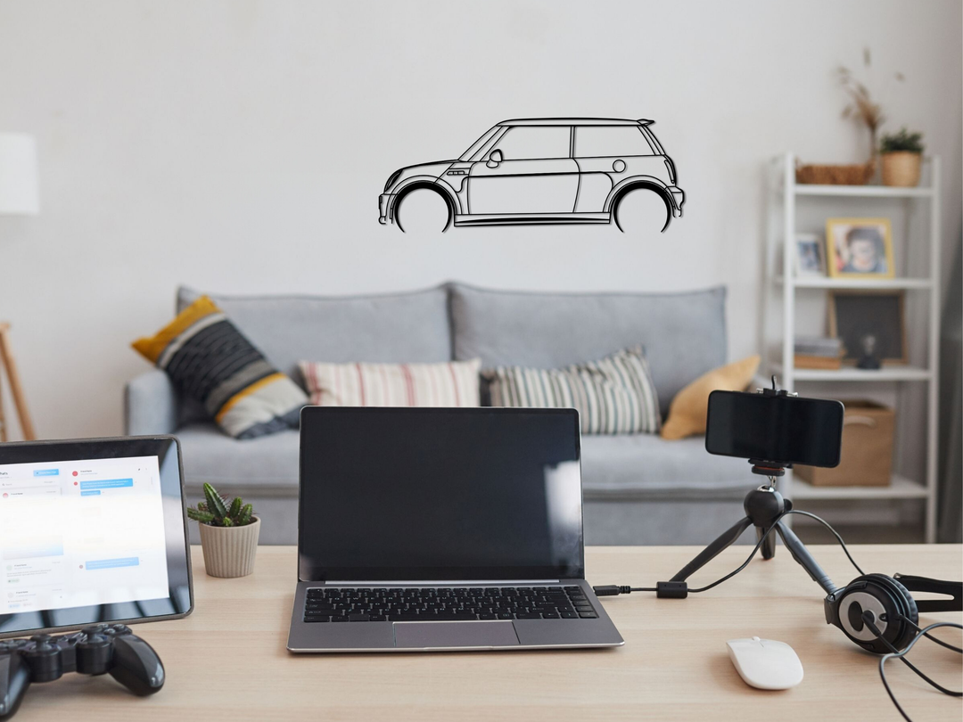 Mini Cooper S R53 , Detailed Silhouette Metal Wall Art