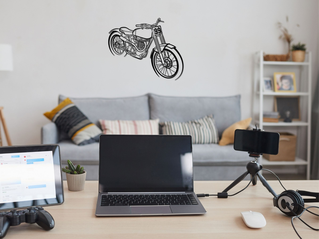 Ariel HT5 Trialsbike, Detailed Silhouette Metal Wall Art