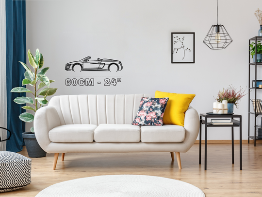 R8 Spyder, Detailed Silhouette Metal Wall Art