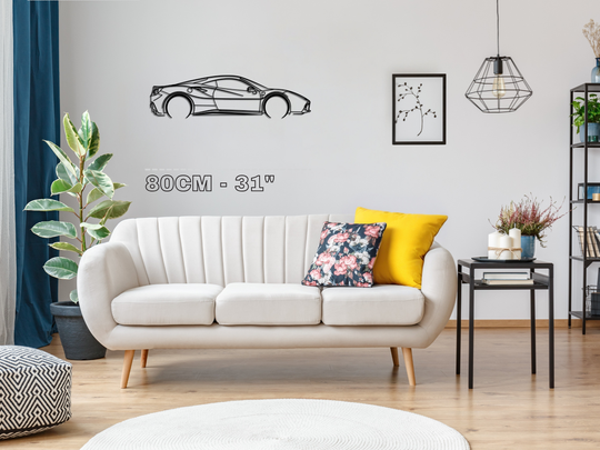 488 GTB, Detailed Silhouette Metal Wall Art