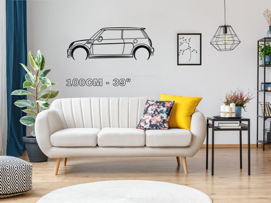 Mini Cooper S R53 , Detailed Silhouette Metal Wall Art