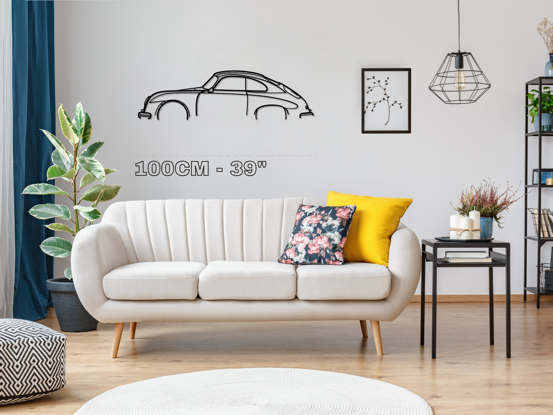 356 Coupe, Detailed Silhouette Metal Wall Art