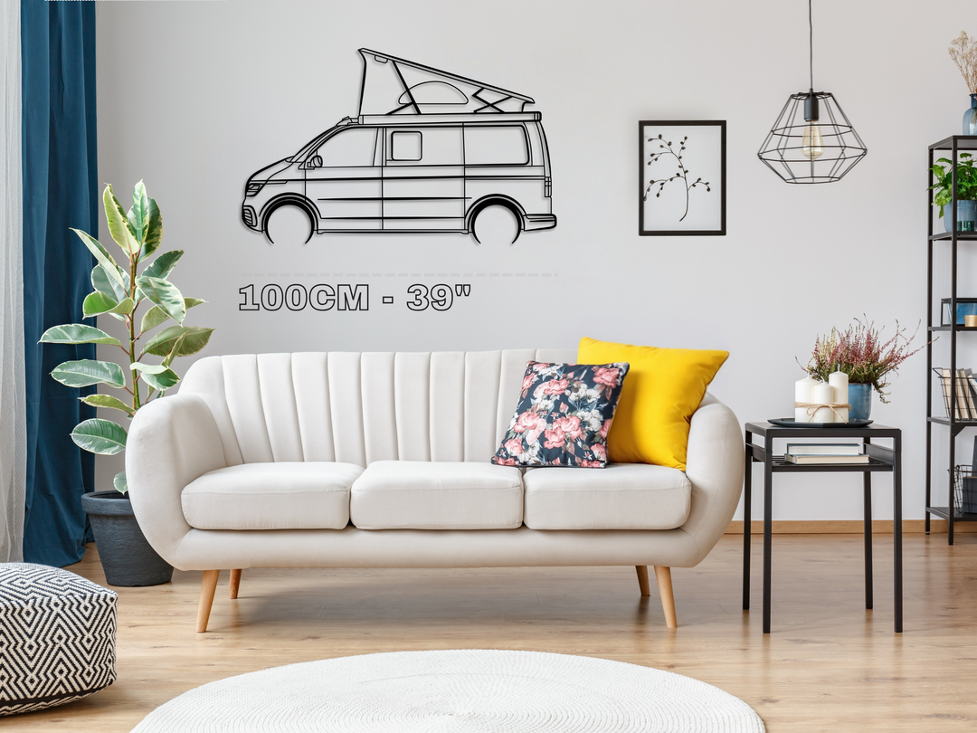T6.1 Transporter Campervan, Detailed Silhouette Metal Wall Art