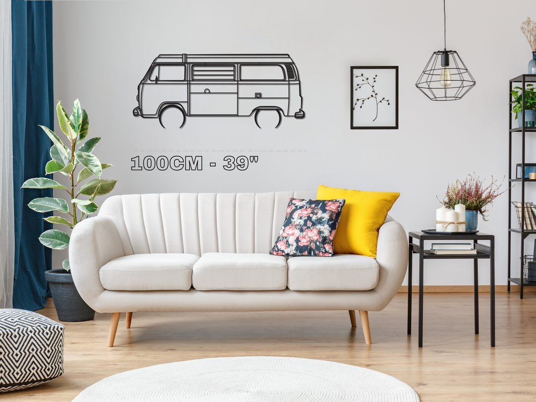 T2 Camper Van , Detailed Silhouette Metal Wall Art