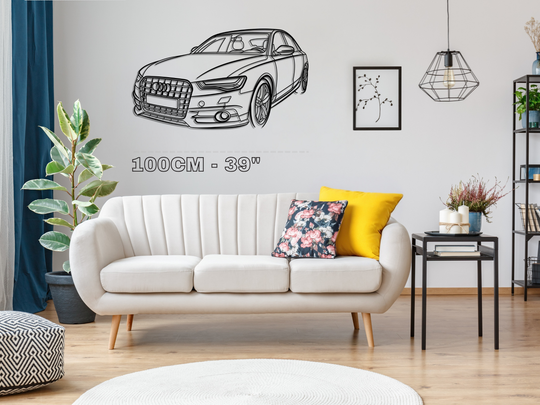 A6 S-line C7 Front Angle, Detailed angle Silhouette Metal Wall Art