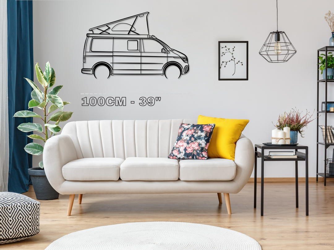 T6.1 Transporter Campervan, Detailed Silhouette Metal Wall Art