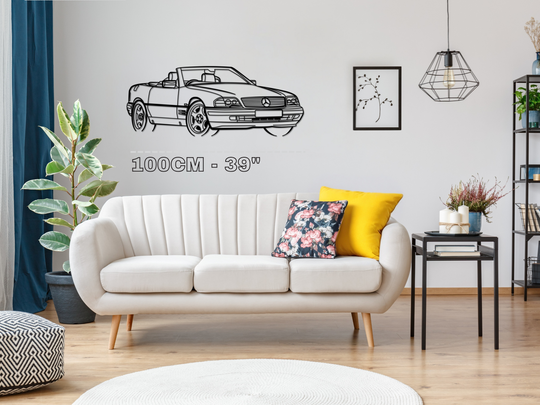 SL320 ( R129) Front Angle, Detailed Silhouette Metal Wall Art