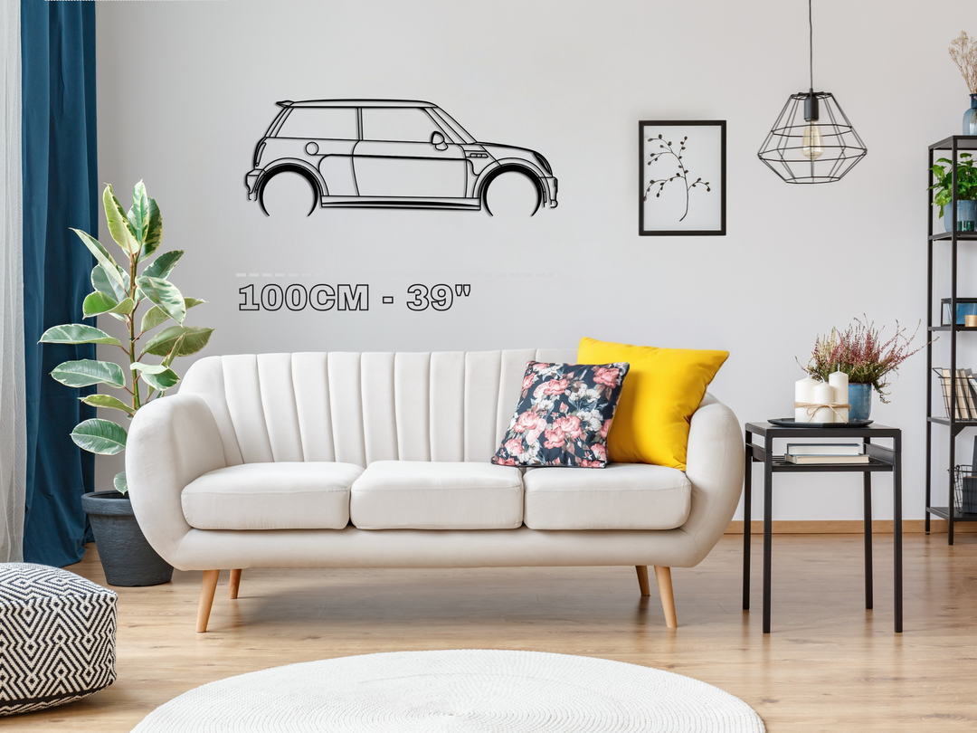 Mini Cooper S R53 , Detailed Silhouette Metal Wall Art