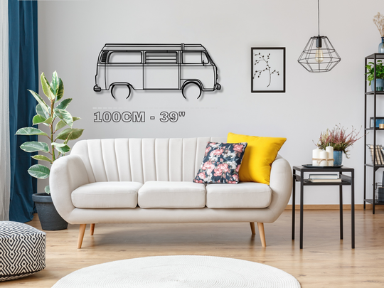 T2 Camper Van , Detailed Silhouette Metal Wall Art