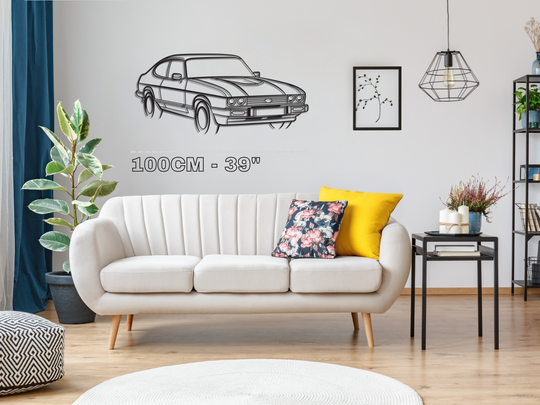 Capri MK3 Front Angle, Detailed Silhouette Metal Wall Art