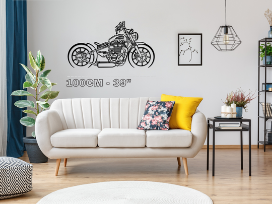 Meteor 350 Modified, Detailed Silhouette Metal Wall Art