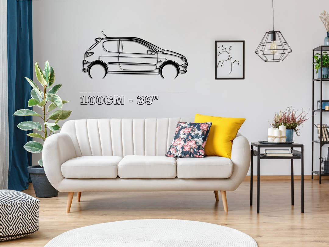 206 GTI , Detailed Silhouette Metal Wall Art