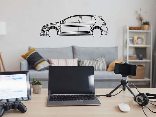 Modified Golf GTI MK7, Detailed Silhouette Metal Wall Art