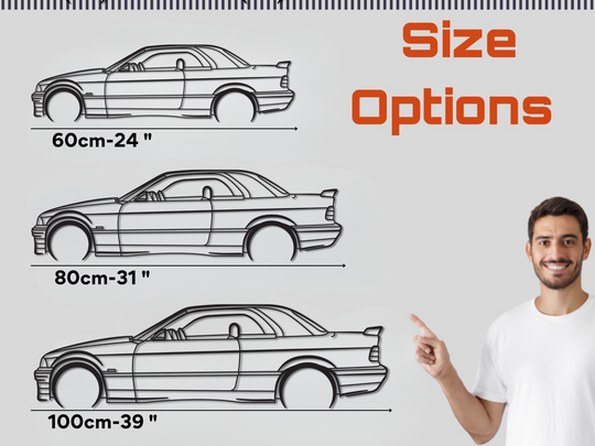 Alpina (E36) B3 3.0 Cabriolet, Detailed Silhouette Metal Wall Art